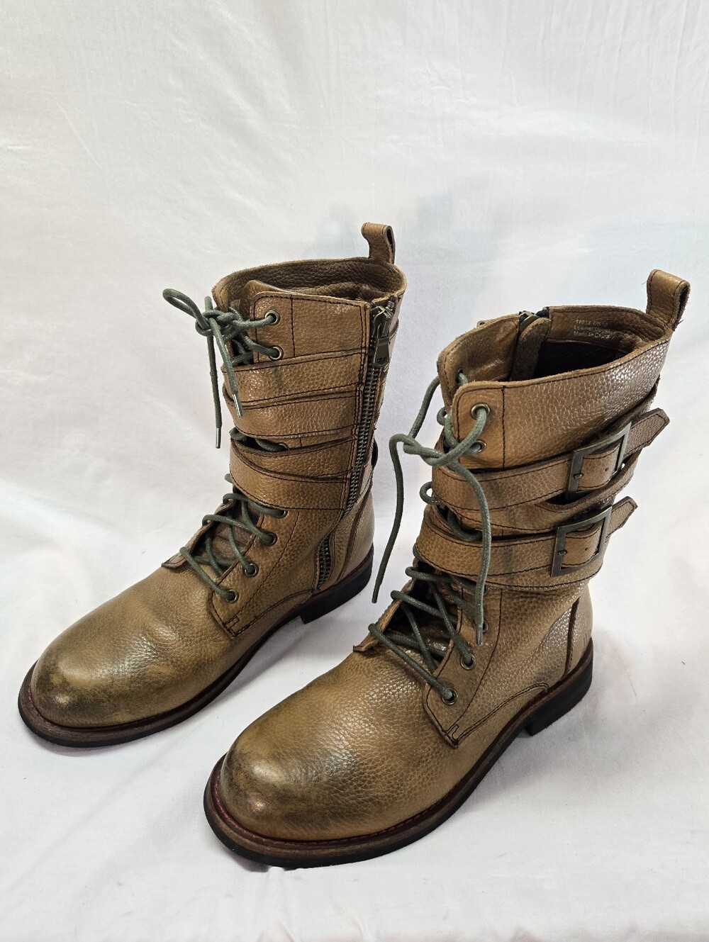 KLR Men's Size 10 Leather Combat Biker Rebel Strap Boots